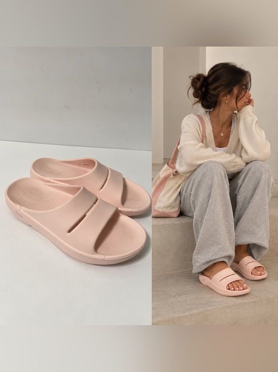 OOFOS Shoes - Oofos OOmega OOahh Slide Womens 9 Pink Stardust Platform Recovery Sandals Shoes